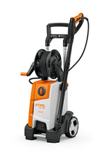 Idropulitrice ad alta pressione STIHL RE 120 PLUS vista laterale con avvolgitubo e lancia