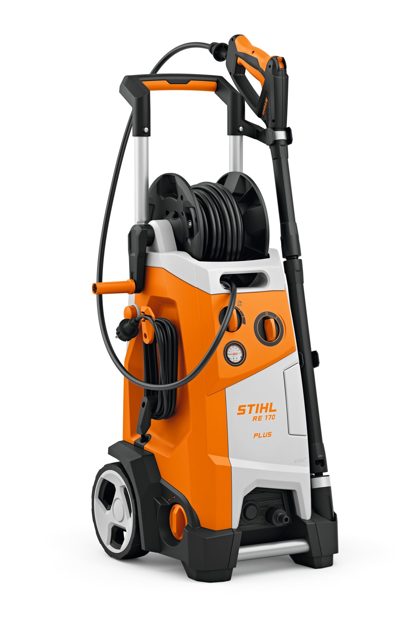 Idropulitrice STIHL RE 170 PLUS con pistola e lancia su supporto laterale