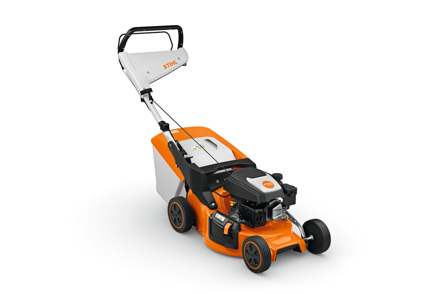 Tosaerba a scoppio STIHL RM 248 con larghezza di taglio 46 cm e cesto raccolta 52 l