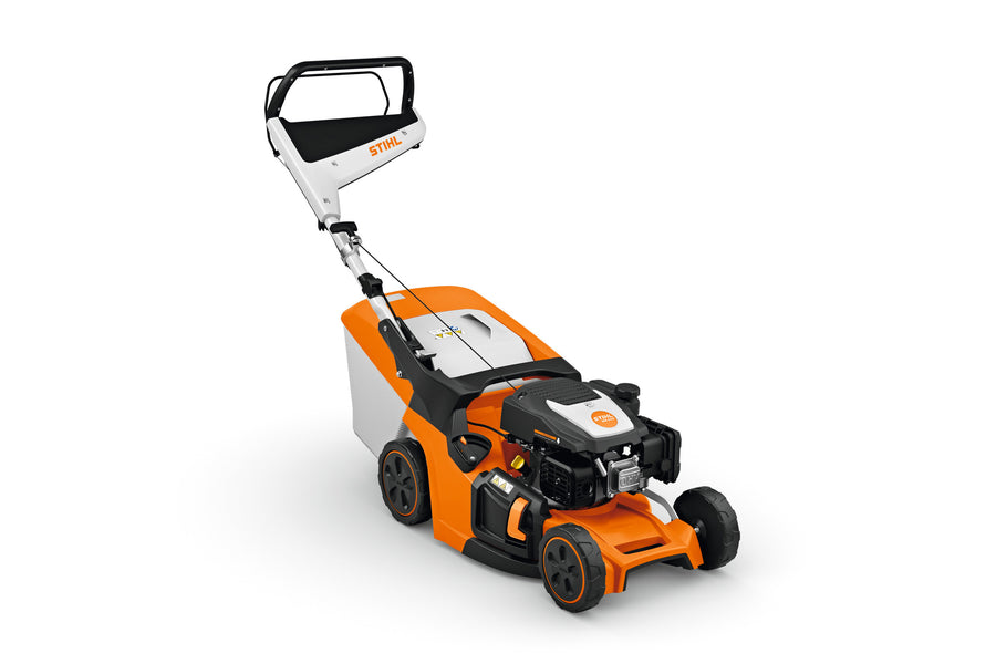 Tosaerba Stihl RME 443 con larghezza di taglio 41 cm e cesto raccoglierba da 52 L