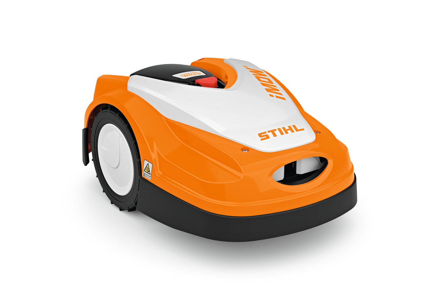 Robot tosaerba STIHL iMOW RMI 422 P vista frontale colore arancione e bianco