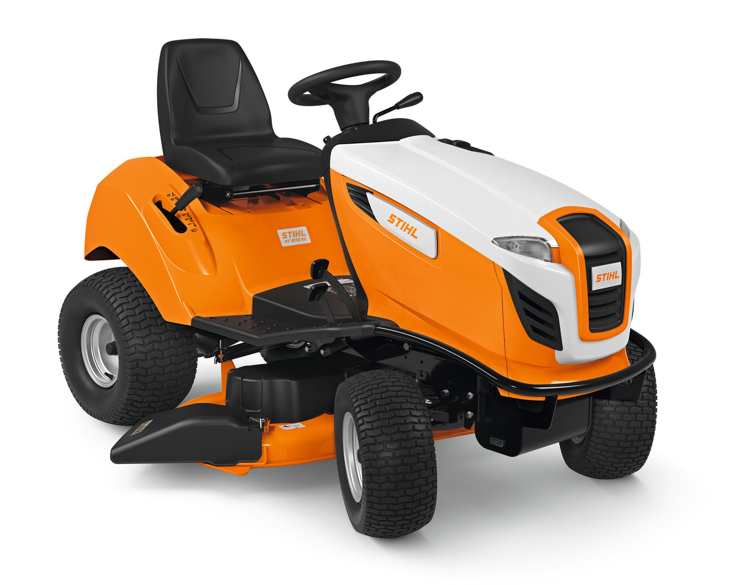Trattorino tosaerba Stihl RT 4112 SZ a scarico laterale vista anteriore laterale