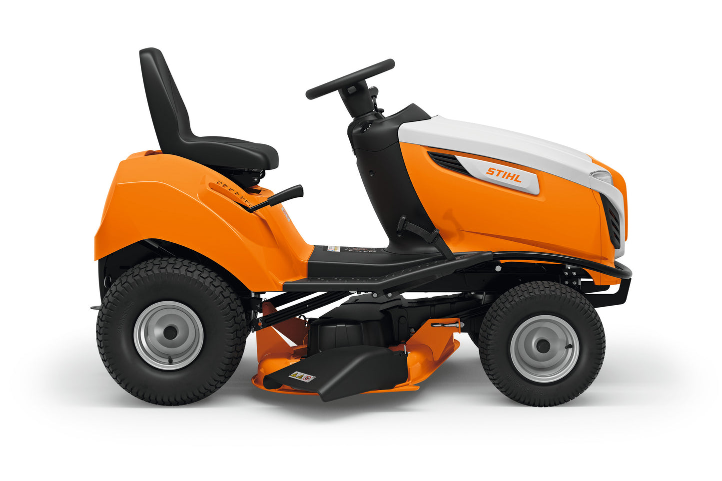 Trattorino tosaerba Stihl RT 4112 SZ vista laterale con scarico laterale