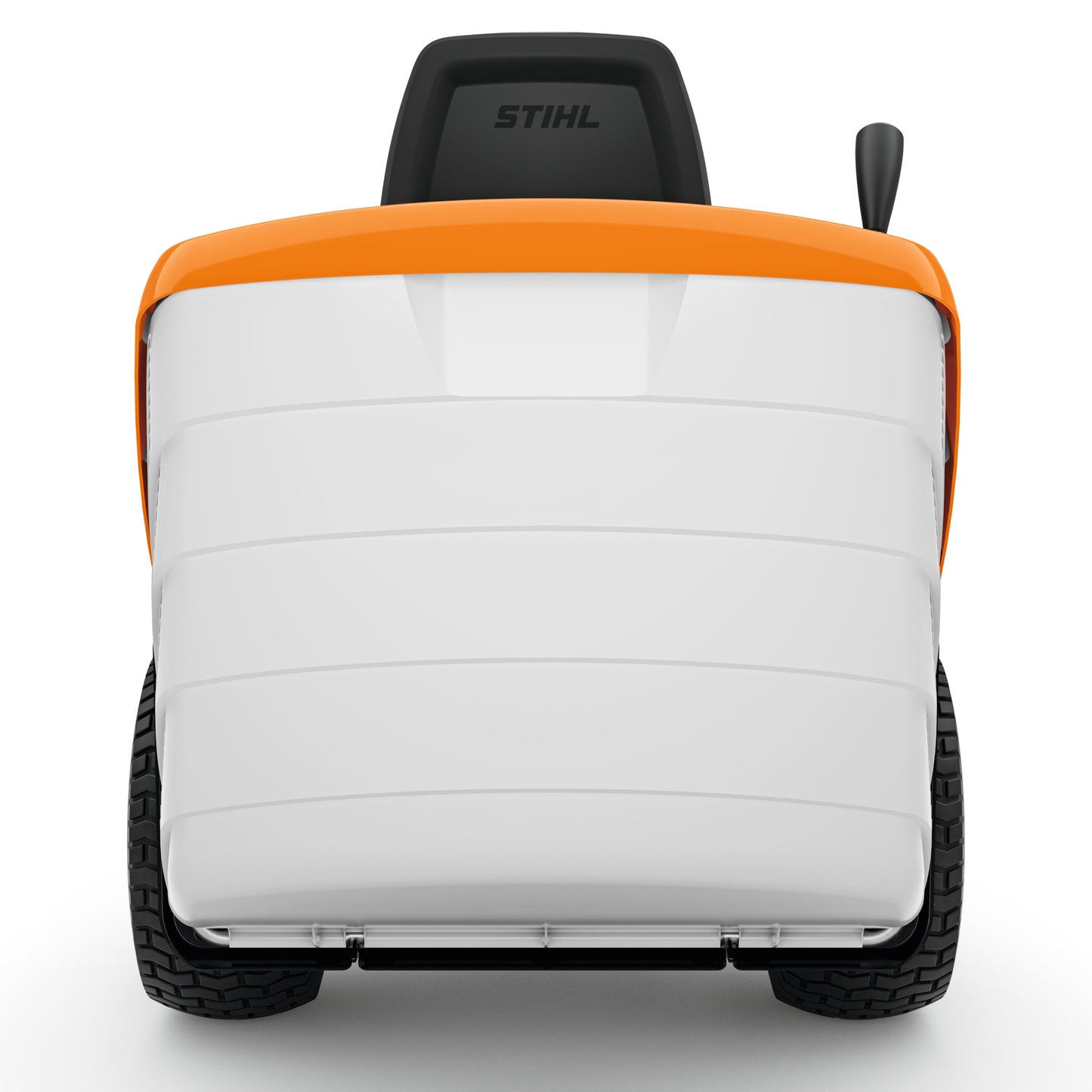 Trattorino Stihl RT 5097 Z vista posteriore con cesto raccolta