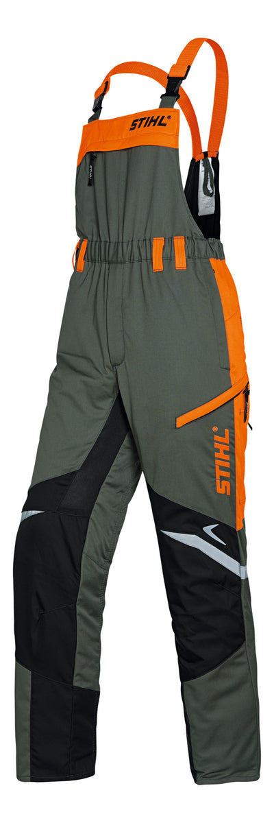Salopette antitaglio Stihl Function Ergo verde e arancione Classe 1 EN 381 vista frontale