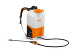 Irroratore a spalla STIHL SGA 85 a batteria con serbatoio trasparente e tubo