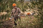 Abbacchiatore a scoppio Stihl SP 92 C-E utilizzato per la raccolta olive tra i rami dell'olivo
