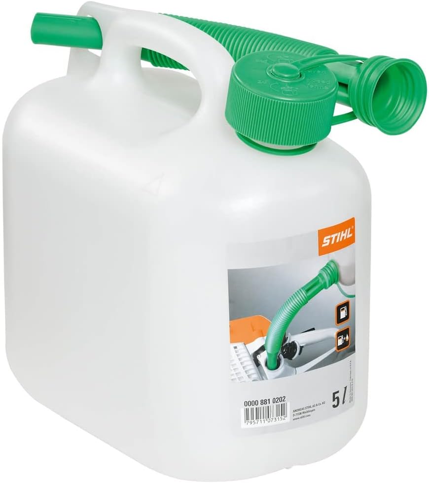 Tanica benzina Stihl trasparente con beccuccio antigoccia e tappo verde