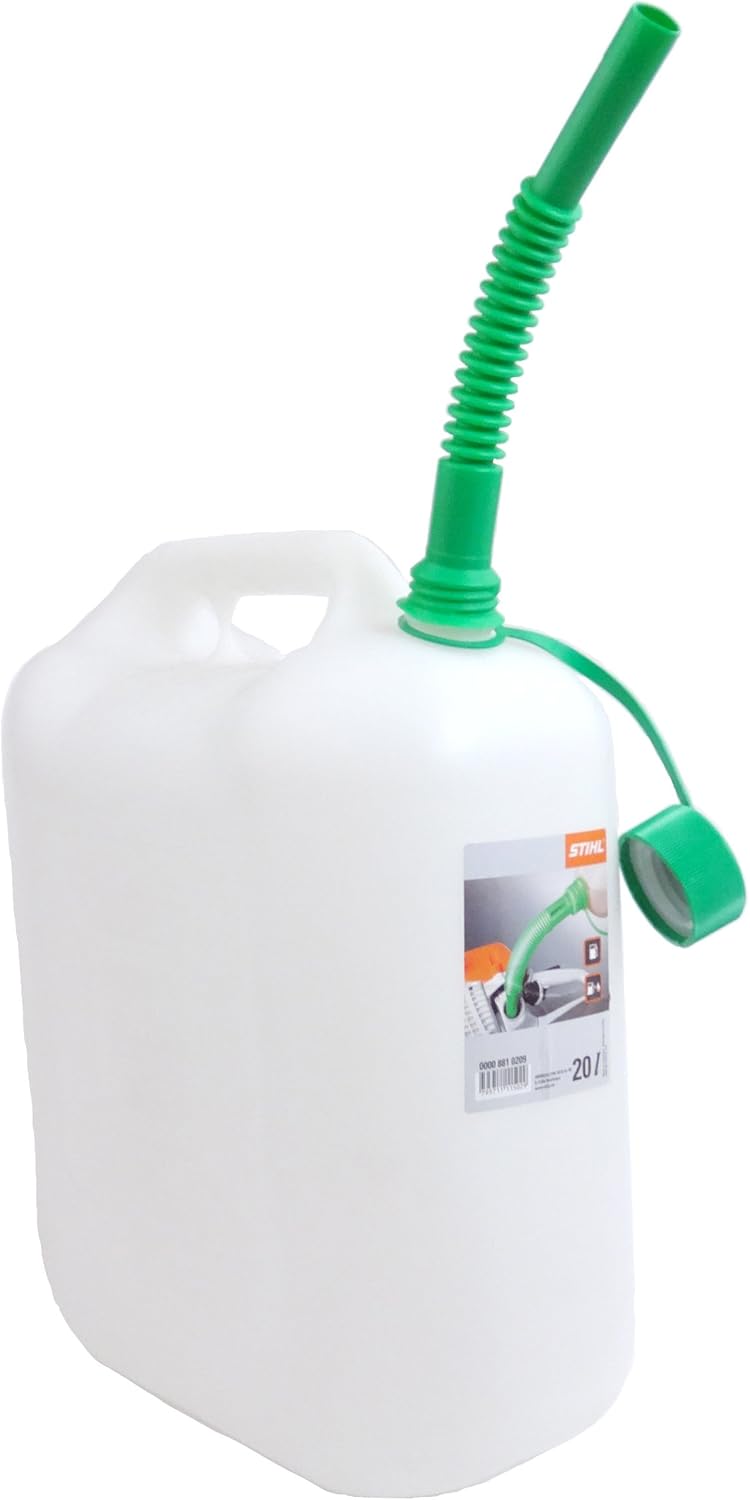 Tanica benzina Stihl trasparente con beccuccio flessibile antigoccia verde e tappo collegato