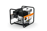 Pompa idrovora Stihl WP-600 vista laterale con telaio resistente e bocchettone da 3 pollici