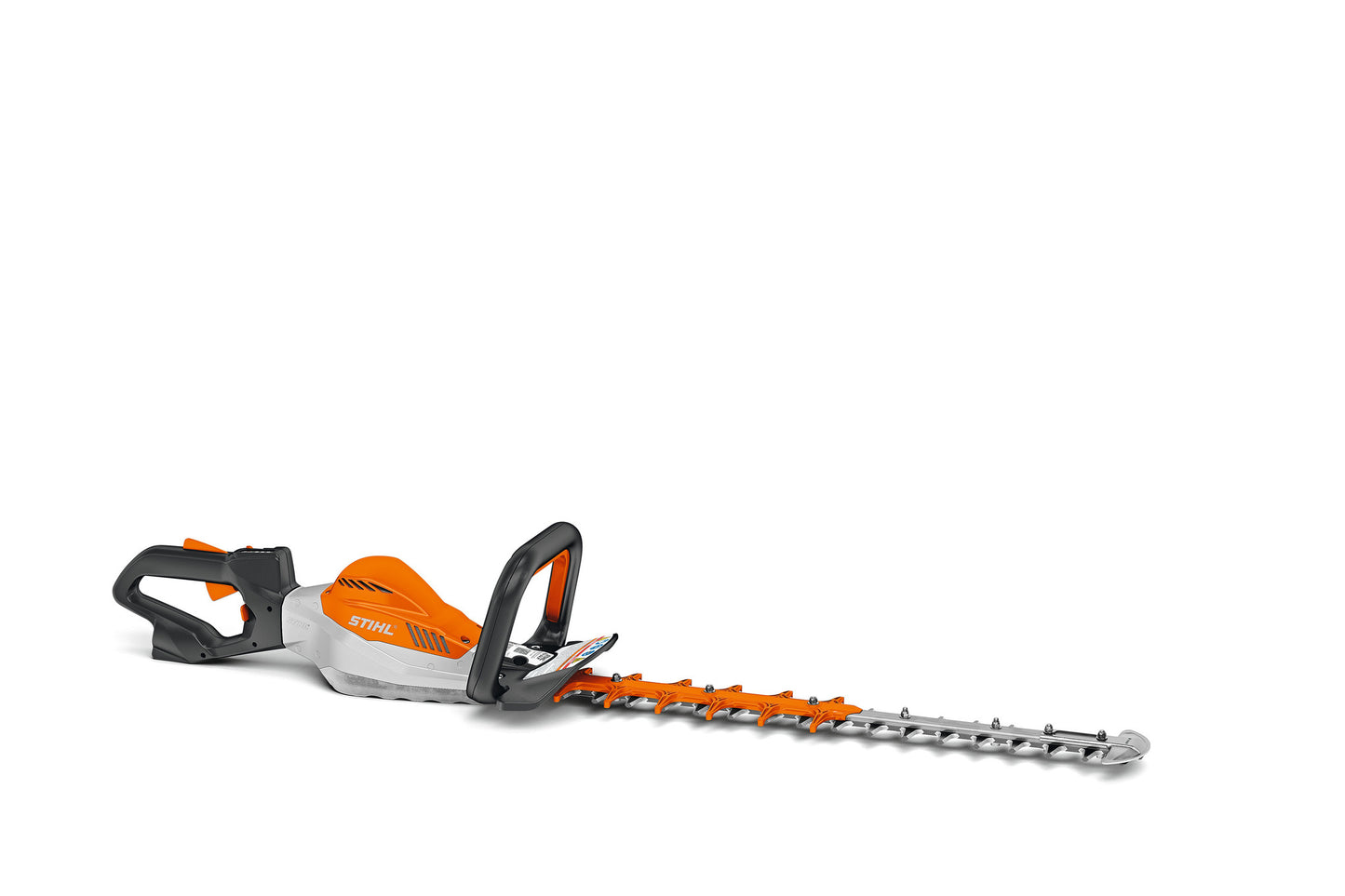 Tosasiepi professionale Stihl HSA 94 R vista laterale con barra di taglio lunga