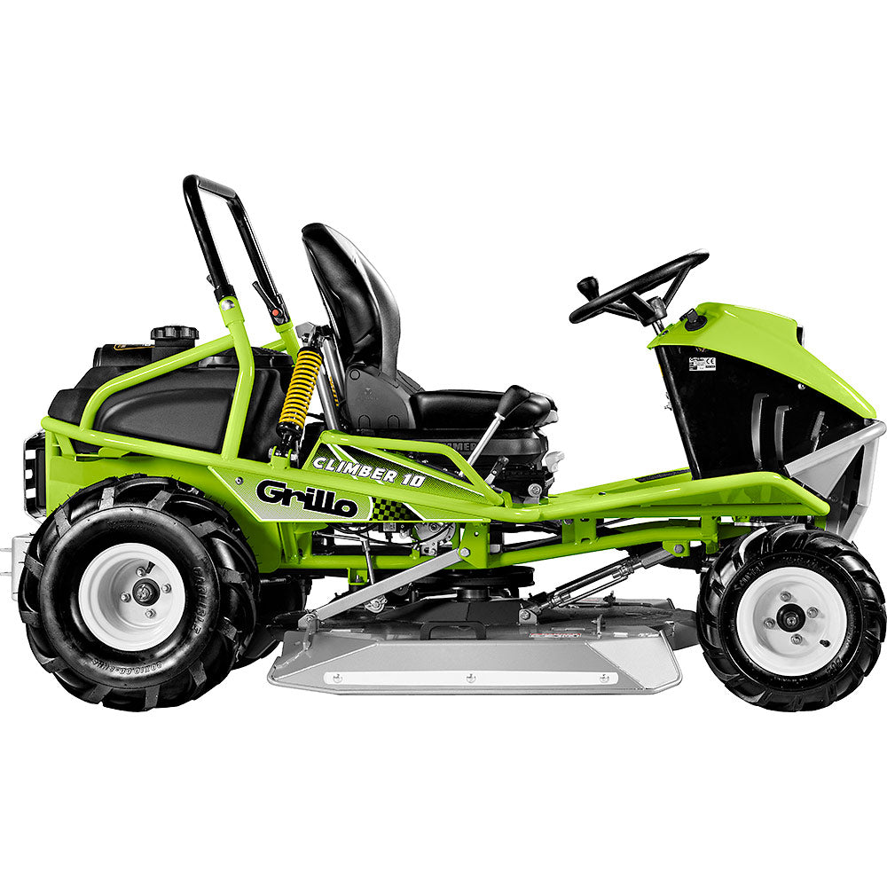 Vista laterale Grillo Climber 10.27 trinciaerba idrostatico 4 ruote motrici con piatto di taglio
